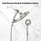 Magnetic 2-in-1 5-Spray Adjustable  Dual Shower Heads Wall Mount Fixed and Handheld Shower Head 2.5 GPM in Nickel