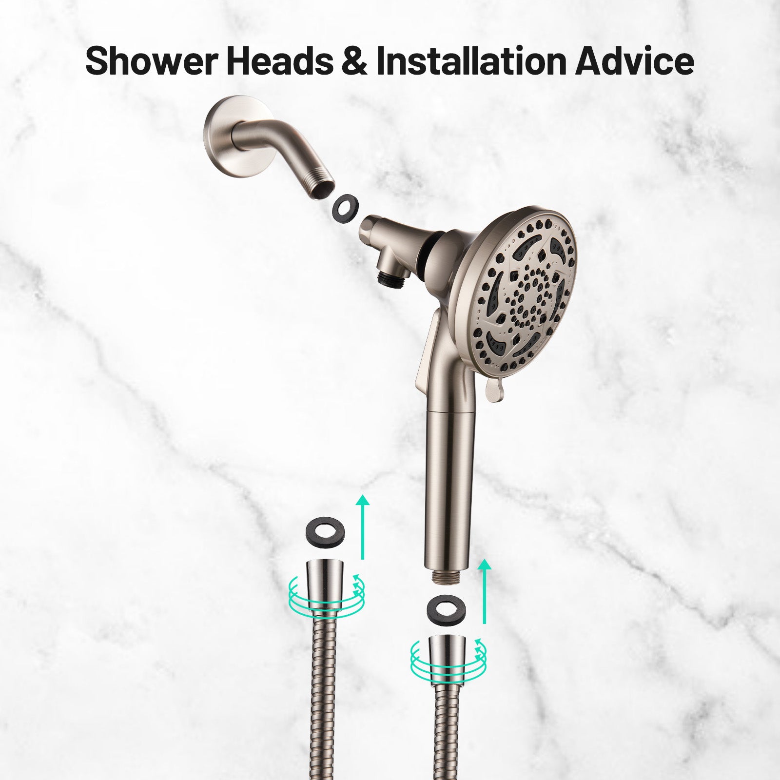 Rain 7-Spray Handheld Shower Faucet Kit with Valve 1.8 GPM and 4.9 in. Adjustable Filtered Shower Head in Brushed Nickel