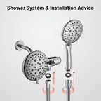 Rain 5-Spray Handheld Shower Combo Shower Faucet with Valve 1.8 GPM 4.7 " Adjustable Dual Shower Heads in Brushed Nickel