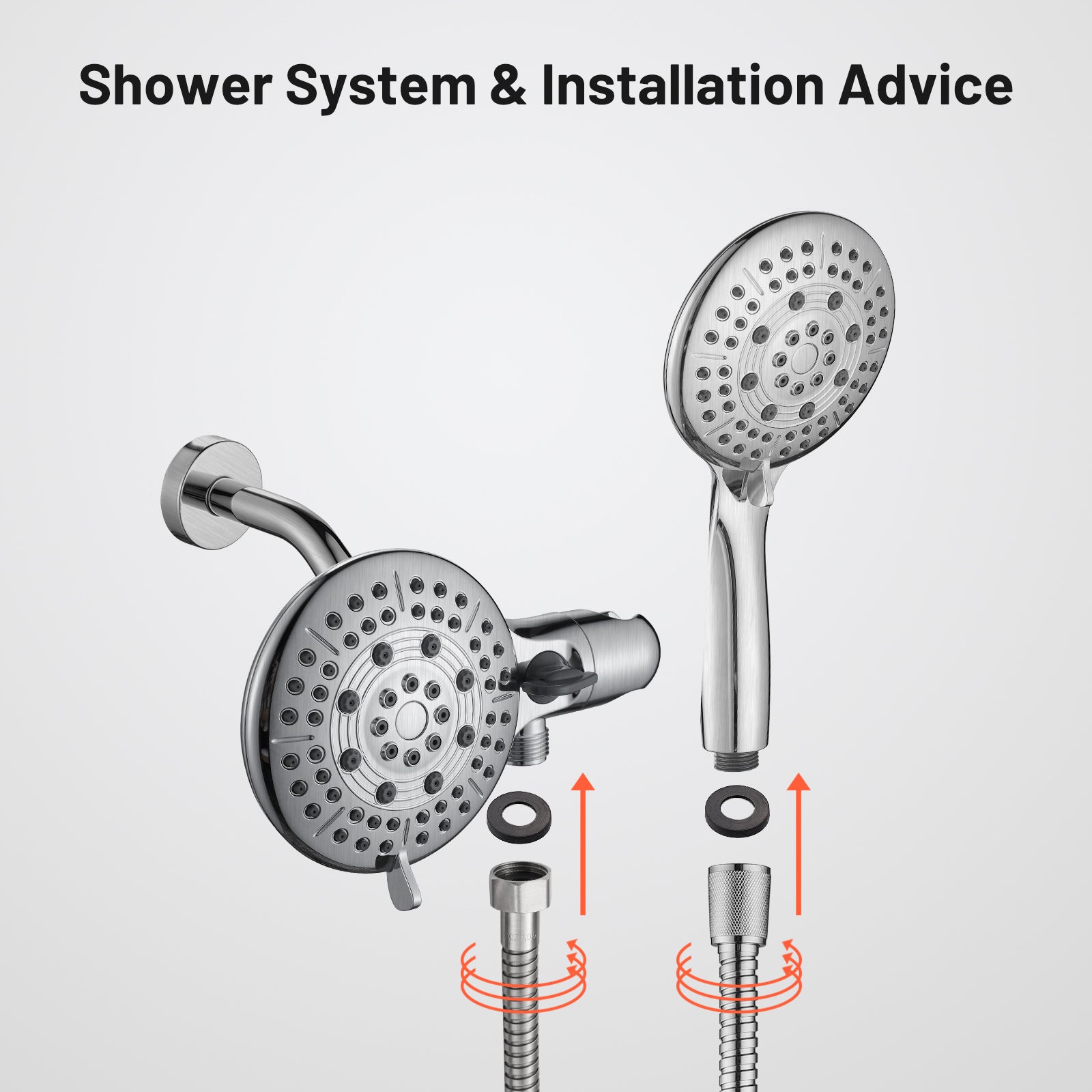 Rain 5-Spray Handheld Shower Combo Shower Faucet with Valve 1.8 GPM 4.7 " Adjustable Dual Shower Heads in Brushed Nickel