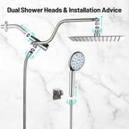 Rainfull 2-in-1 9-Spray Patterns Adjustable Wall Mount Shower Head with Filter 2.5 GPM and Handheld Shower Head in Chrome
