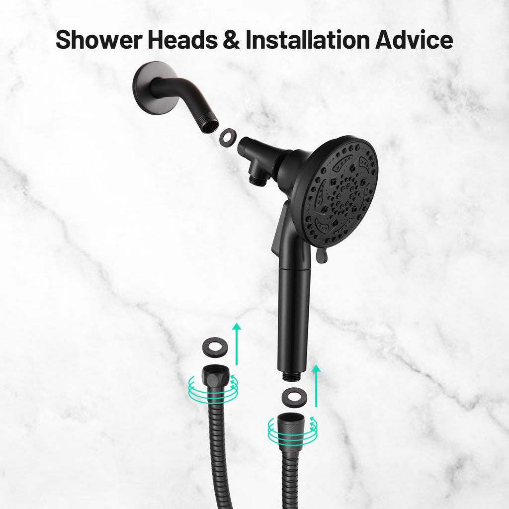 Rainfull 7-Spray Handheld Shower Faucet Kit with Valve 1.8 GPM and 4.9 in. Adjustable Filtered Shower Head in Black