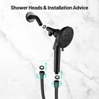 Rainfull 7-Spray Handheld Shower Faucet Kit with Valve 1.8 GPM and 4.9 in. Adjustable Filtered Shower Head in Black