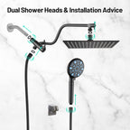 Rainfull 5-Spray Patterns 10 in. Wall Mount Dual Shower Heads and Handheld Shower Head 1.8 GPM in Matte Black