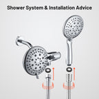 4.7 " Single Handle 5-Spray Shower Faucet Kit Handheld Combo with Valve 1.8 GPM Adjustable Dual Shower Heads in Chrome
