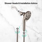 7-Spray Pattern 4.92 in. Wall Mount Handheld Shower Heads 1.8 GPM with Filter，Removable Shower hose in Brushed Nickel