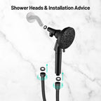 7-Spray Pattern 4.92 in. Wall Mount Handheld Shower Heads 1.8 GPM with Filter，Removable Shower hose in Matte Black