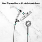 Magnetic 2-in-1 5-Spray  Adjustable Dual Shower Heads Wall Mount Fixed and Handheld Shower Head 2.5 GPM in Chrome