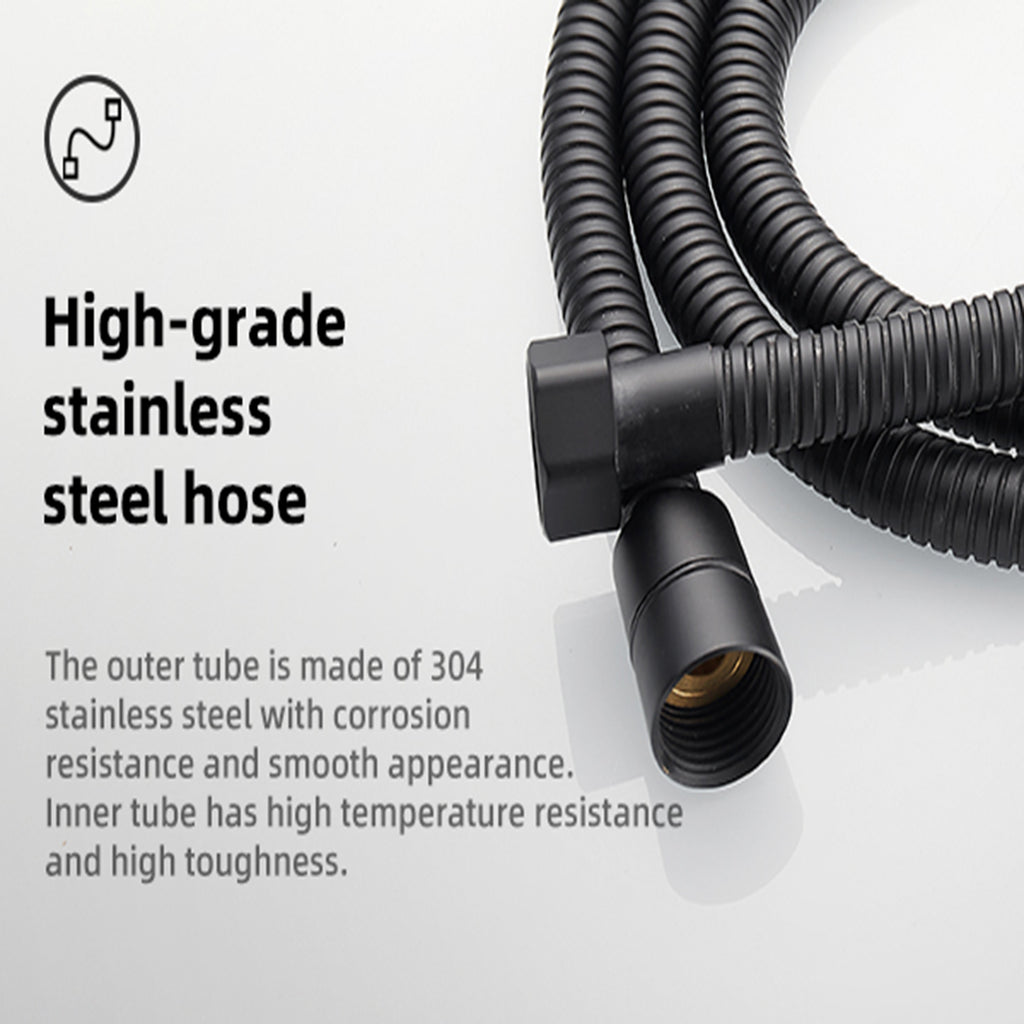 High Pressure 5.12 in. 9-Spray Patterns Wall Mount Handheld Shower Head with Bult-in Power Wash 1.8 GPM in Matte Black