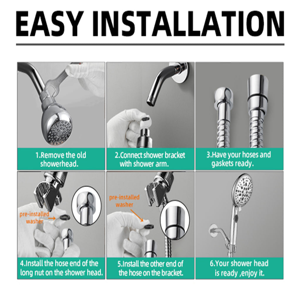 High Pressure 5.12 in. 9-Spray Patterns Wall Mount Handheld Shower Head with Bult-in Power Wash 1.8 GPM in Chrome