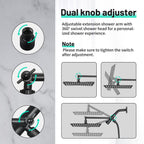 Rainfall Shower Head Combo 5-Spray 8 in. Wall Mount Dual Shower Heads and Handheld Shower Head with 1.8 GPM in Black