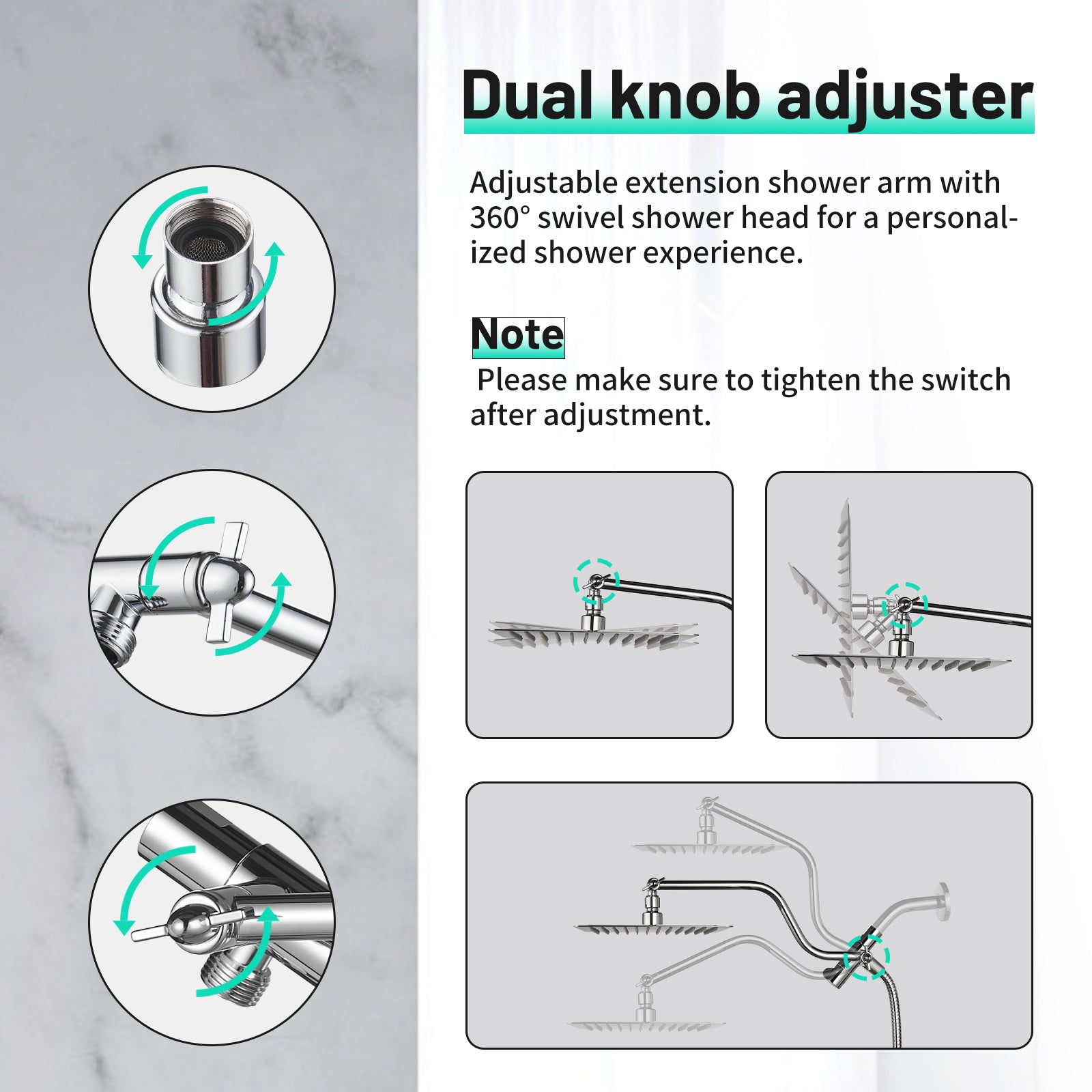 Rainfall Shower Head Combo 5-Spray 8 in. Wall Mount Dual Shower Heads and Handheld Shower Head with 1.8 GPM in Chrome