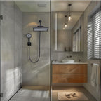 Rainfall Shower Head Combo 6-Spray 12 in. Wall Mount Dual Shower Heads and Handheld Shower Head with 1.8 GPM in Black