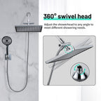 Rainfall Shower Head Combo 6-Spray 12 in. Wall Mount Dual Shower Heads and Handheld Shower Head with 1.8 GPM in Chrome