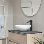 High Arc Waterfall Single Handle Single Hole Bathroom Faucet with Drain Kit Included in Black