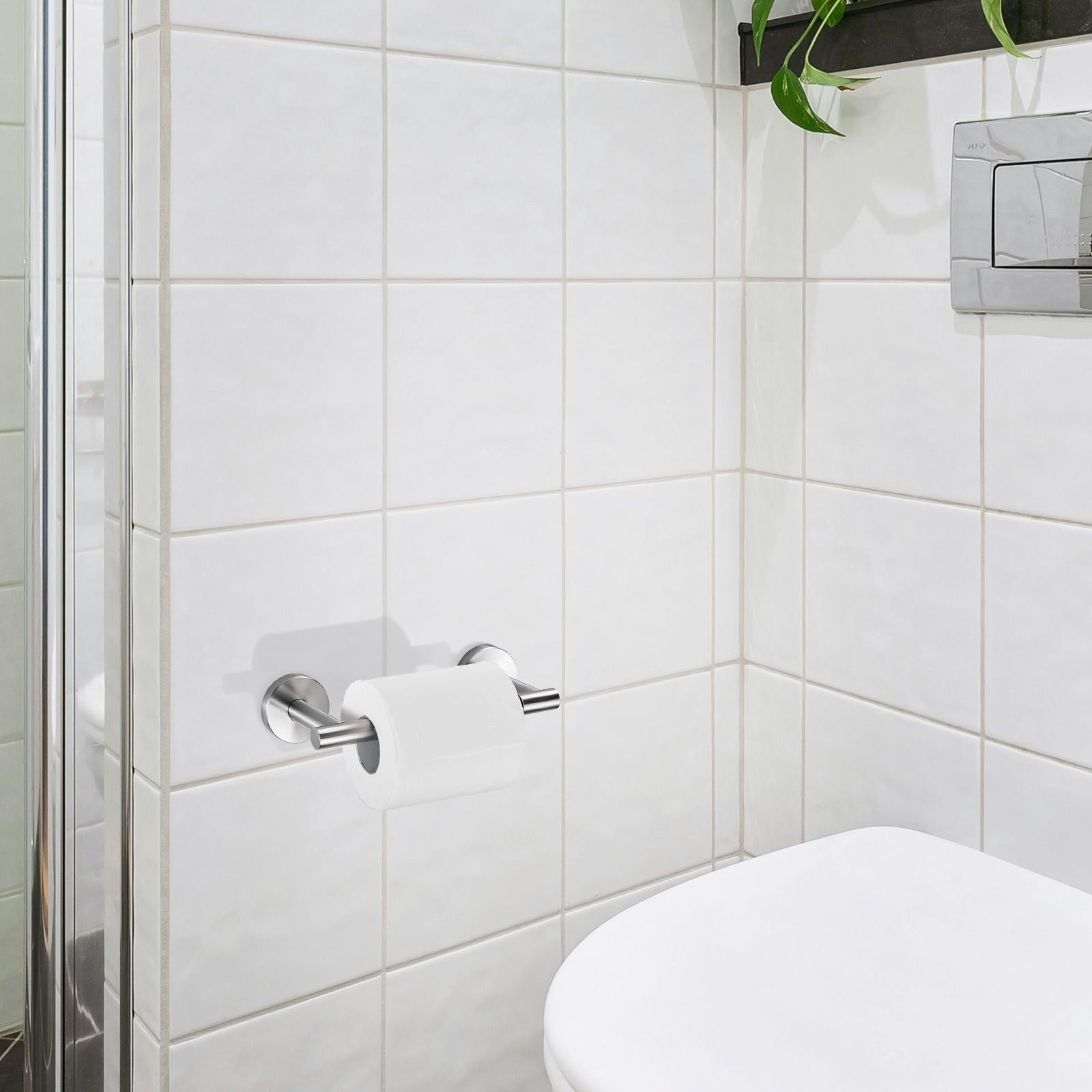 Deluxe Wall Mount Pivot Arm Toilet Paper Holder Bath Hardware Accessory in Brushed Nickel