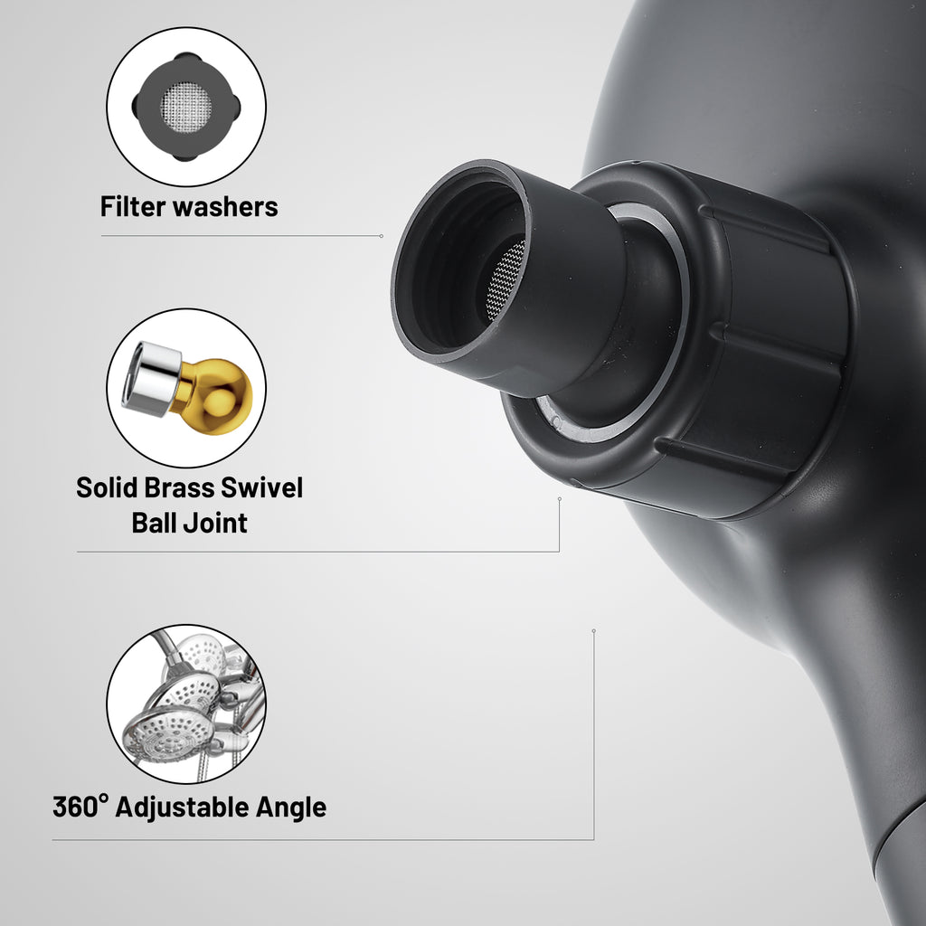 4.7 " Single Handle 5-Spray Shower Faucet Kit Handheld Combo with Valve 1.8 GPM Adjustable Dual Shower Heads in Black
