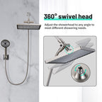 Rainfall Shower Head Combo 6-Spray 12 in. Wall Mount Dual Shower Heads and Handheld Head with 1.8 GPM in Brushed Nickel
