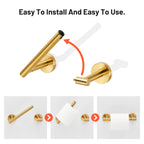 Deluxe Wall Mount Pivot Arm Toilet Paper Holder Bath Hardware Accessory in Gold