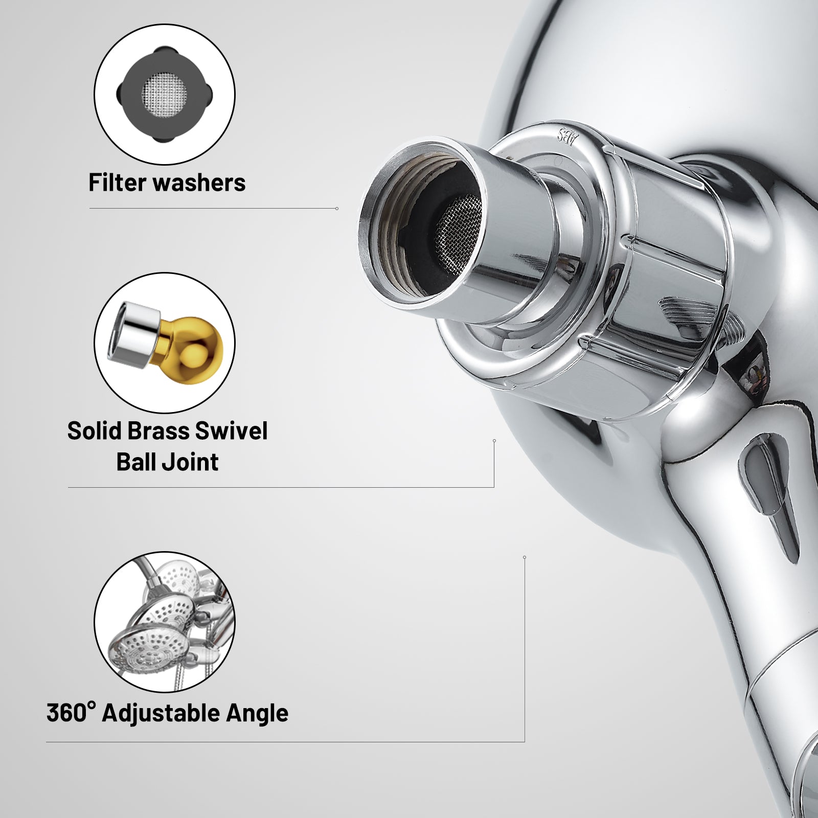 4.7 " Single Handle 5-Spray Shower Faucet Kit Handheld Combo with Valve 1.8 GPM Adjustable Dual Shower Heads in Chrome