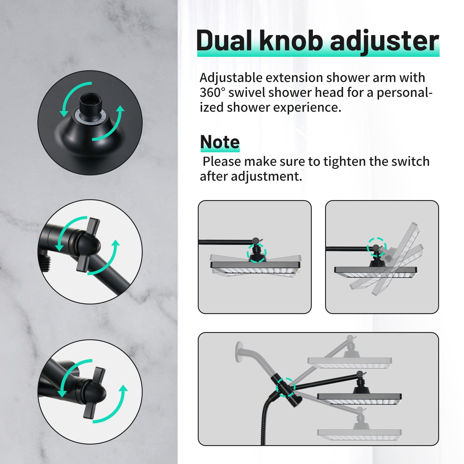 Rainfull 2-in-1 6-Spray 12 in. Wall Mount filtered Dual Shower Head Fixed and Handheld Shower Head 1.8  GPM in Black