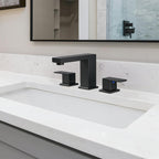 304 stainless steel 8 in. Widespread Double Handle Bathroom Faucet with Drain Kit Included in Matte Black