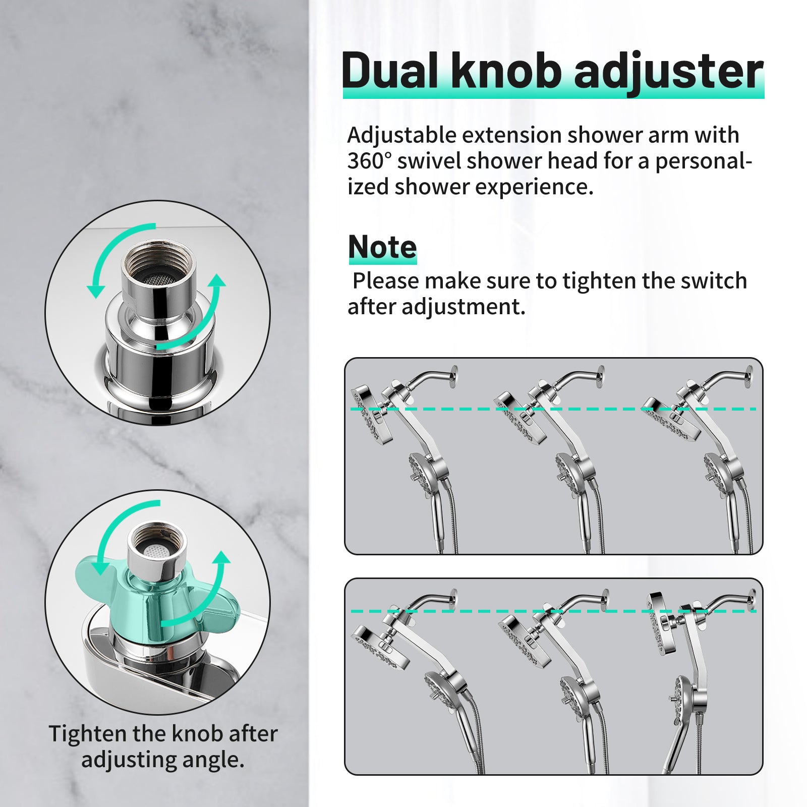 Magnetic 2-in-1 5-Spray  Adjustable Dual Shower Heads Wall Mount Fixed and Handheld Shower Head 2.5 GPM in Chrome