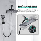 Rainfall Shower Head Combo 6-Spray 12 in. Wall Mount Dual Shower Heads and Handheld Shower Head with 1.8 GPM in Black