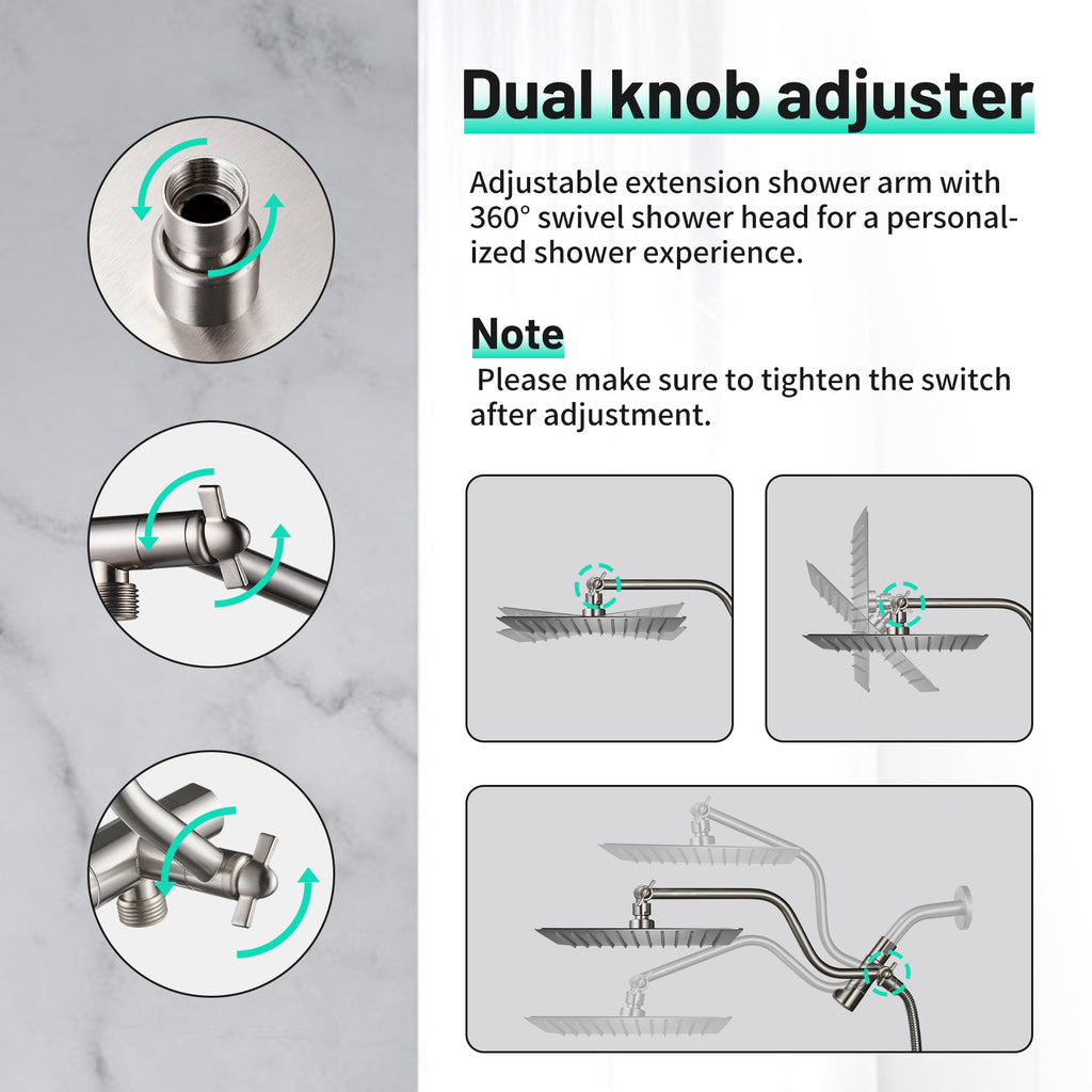 Rainfull 2-in-1 9-Spray Patterns Adjustable Wall Mount Shower Head with Filter 2.5 GPM and Handheld Shower Head in Nickel
