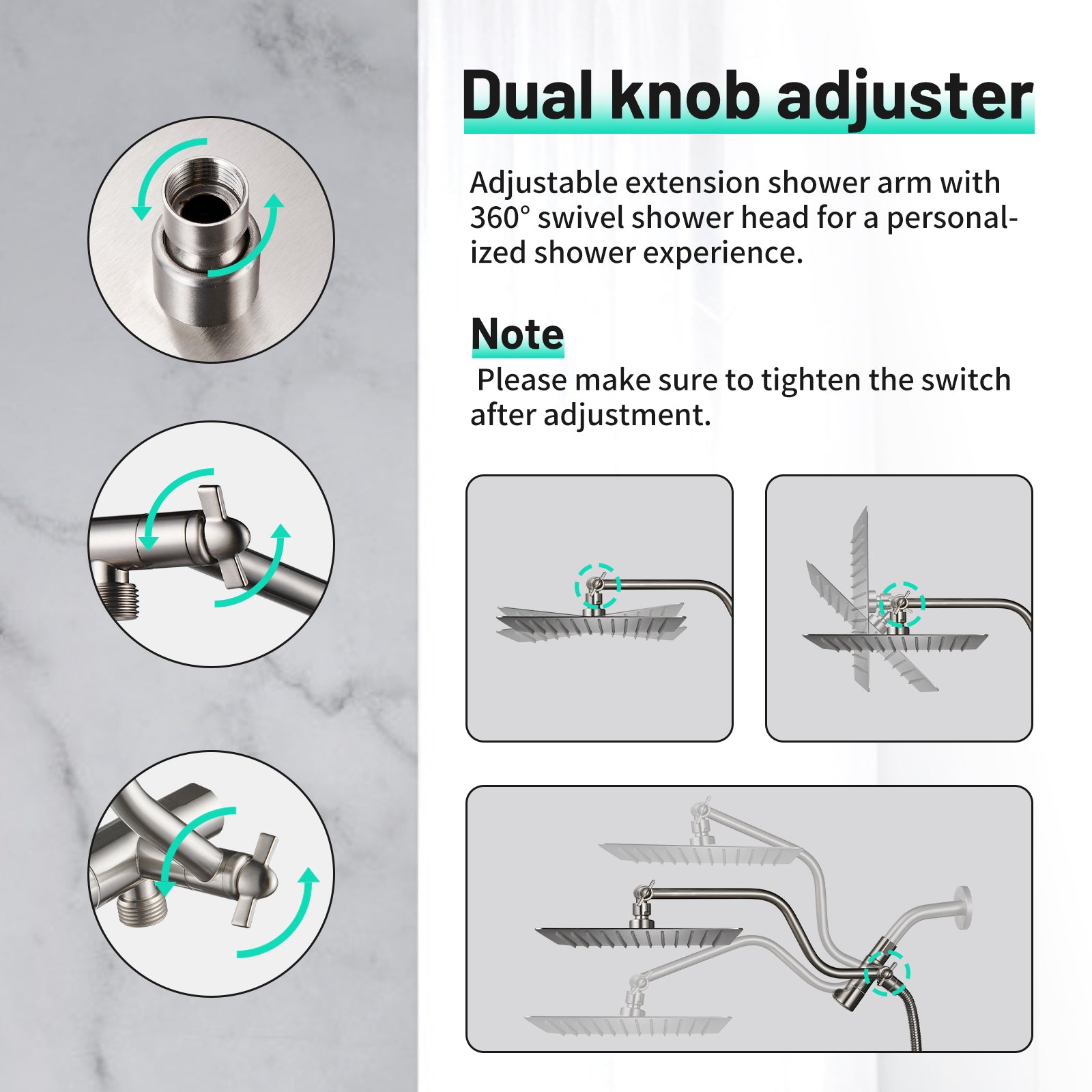 Rainfull 2-in-1 9-Spray Patterns Adjustable Wall Mount Shower Head with Filter 2.5 GPM and Handheld Shower Head in Nickel