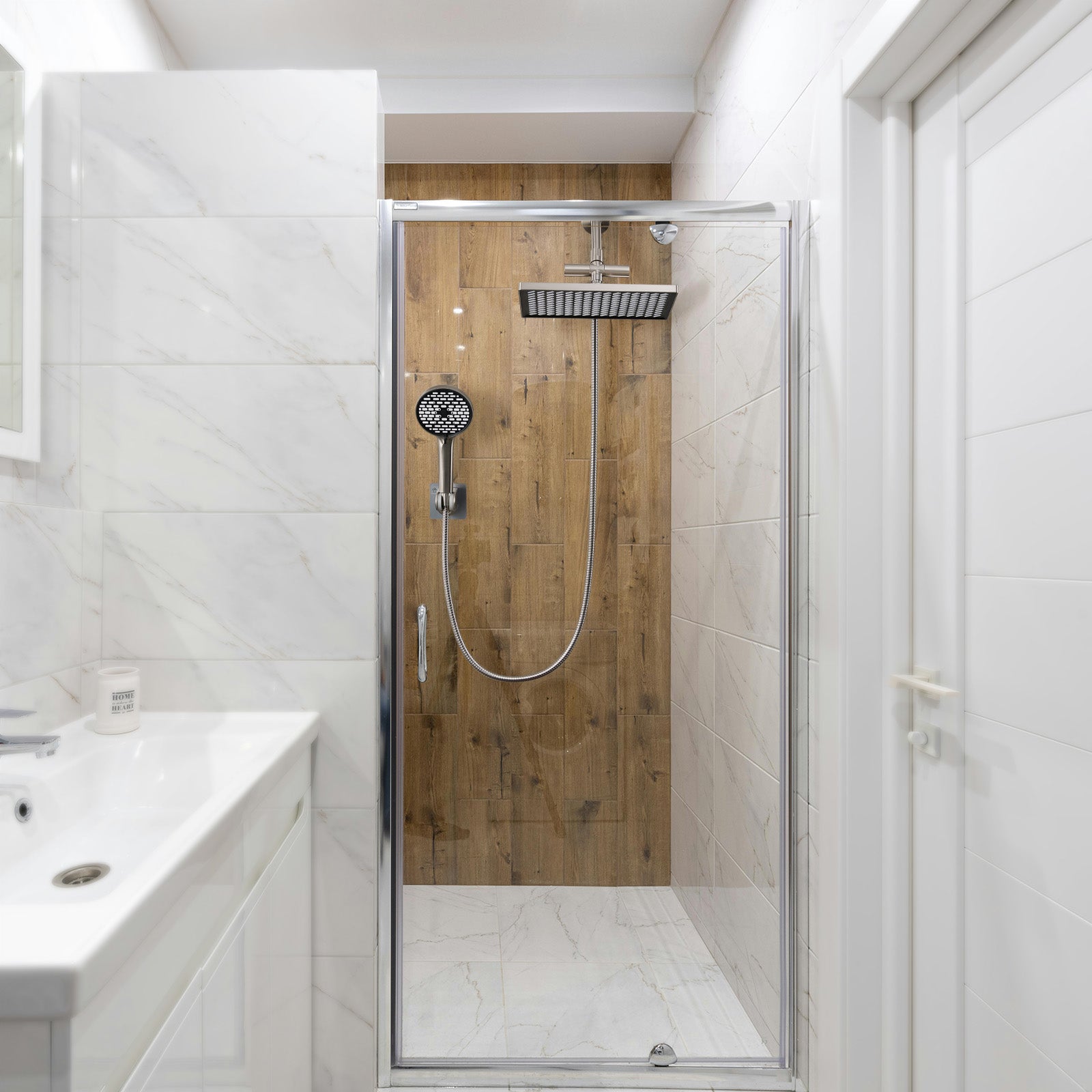 Rainfall Shower Head Combo 6-Spray 12 in. Wall Mount Dual Shower Heads and Handheld Head with 1.8 GPM in Brushed Nickel