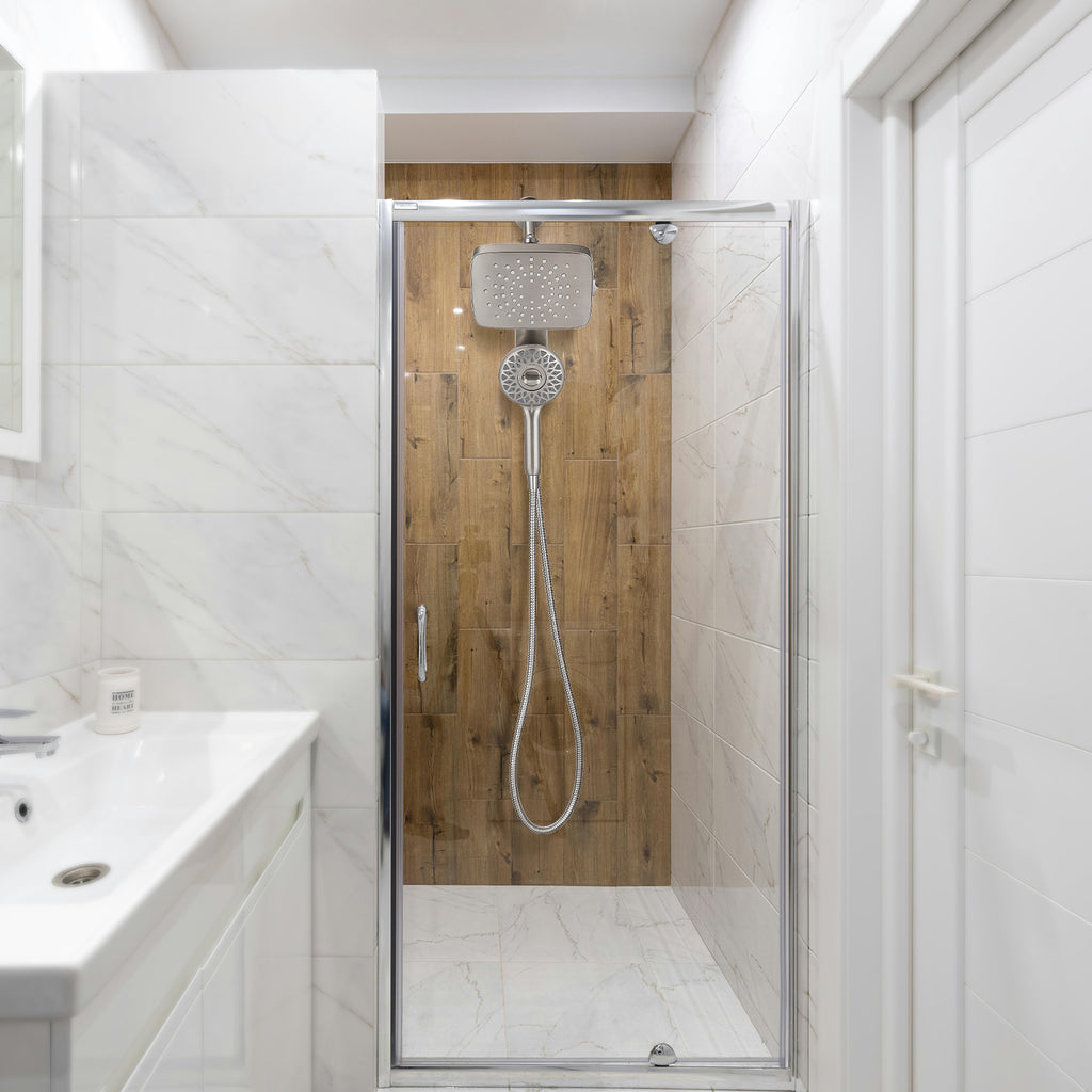 Magnetic 2-in-1 5-Spray Adjustable  Dual Shower Heads Wall Mount Fixed and Handheld Shower Head 2.5 GPM in Nickel