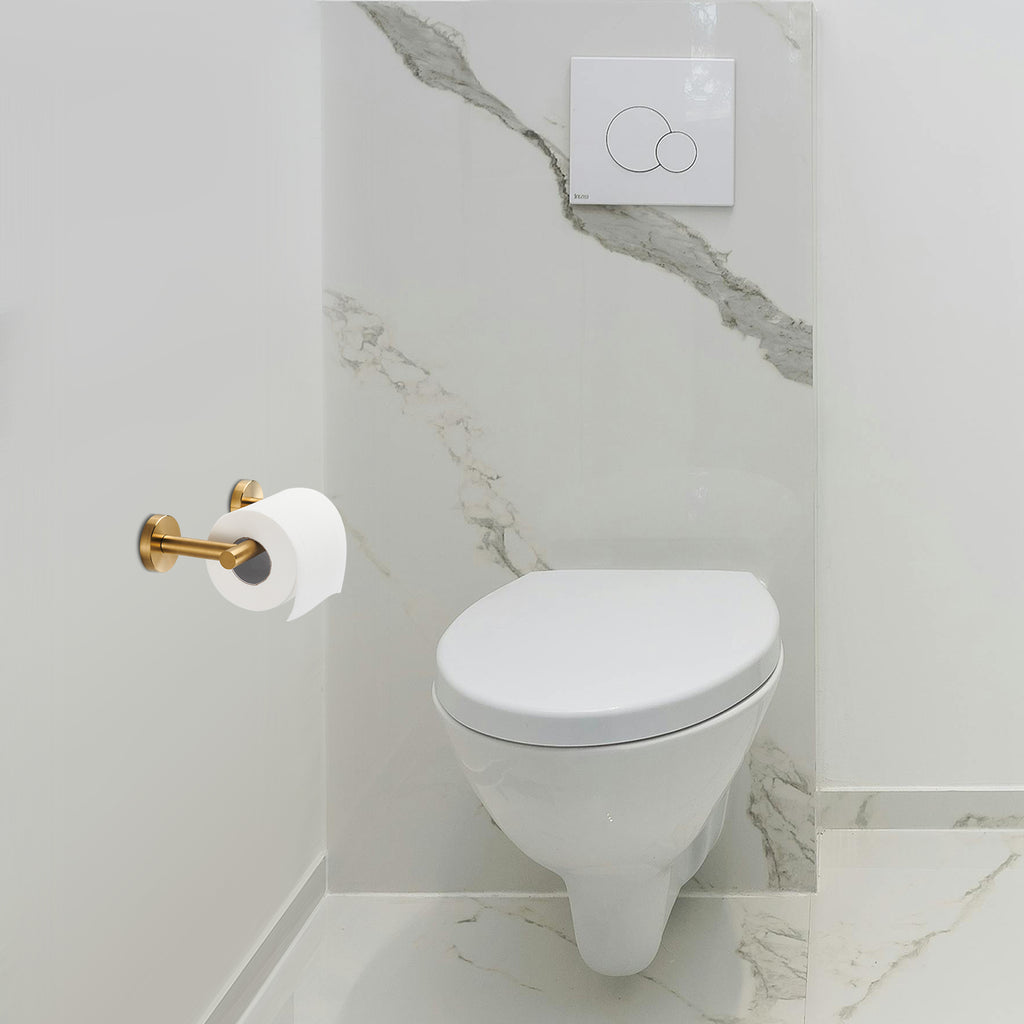 Deluxe Wall Mount Pivot Arm Toilet Paper Holder Bath Hardware Accessory in Gold
