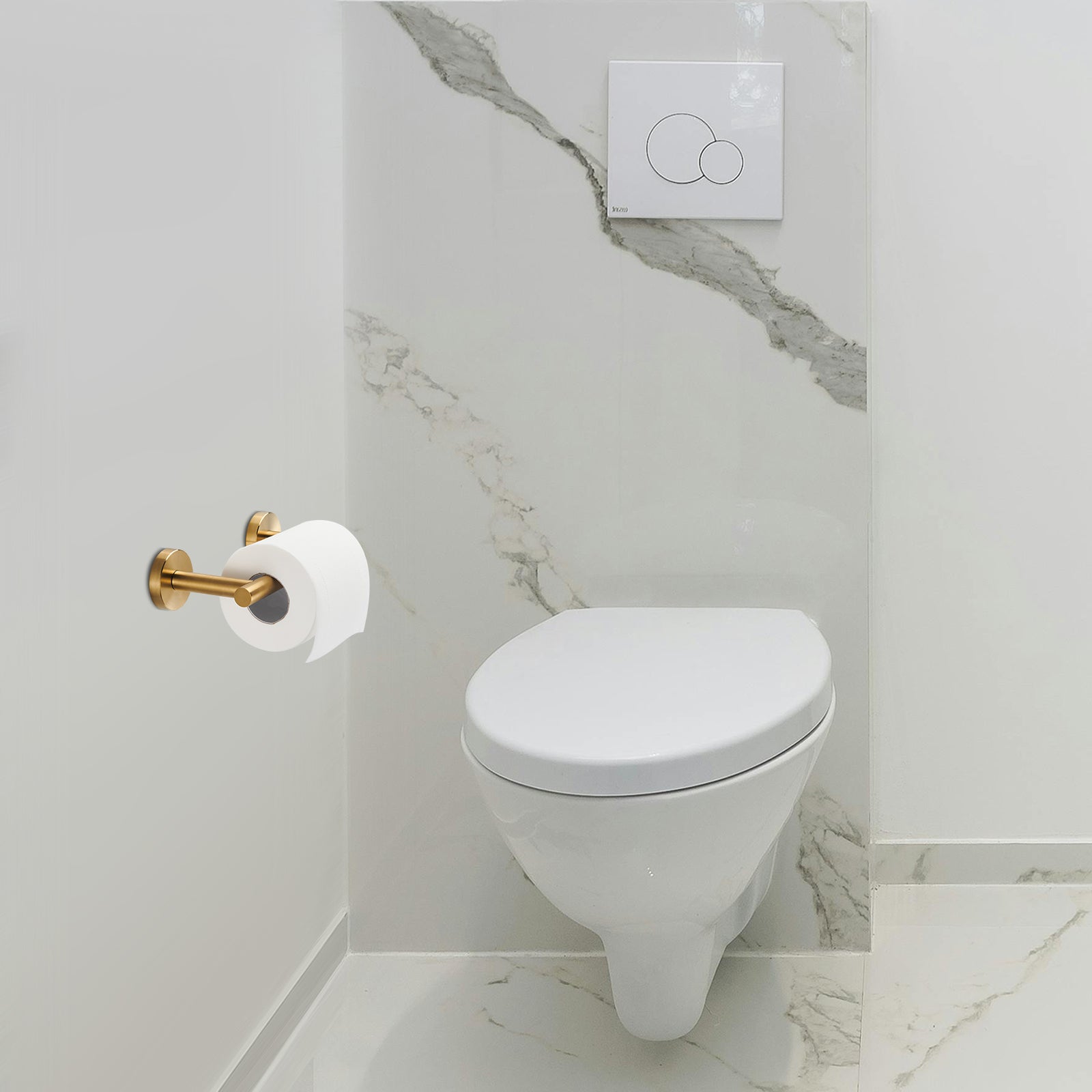 Deluxe Wall Mount Pivot Arm Toilet Paper Holder Bath Hardware Accessory in Gold