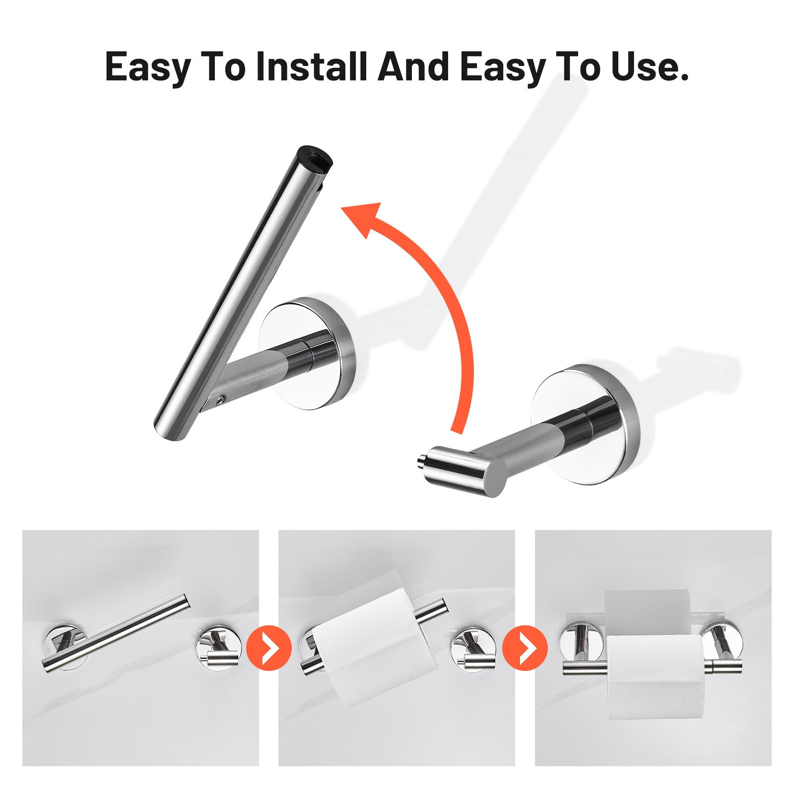 Deluxe Wall Mount Pivot Arm Toilet Paper Holder Bath Hardware Accessory in Chrome