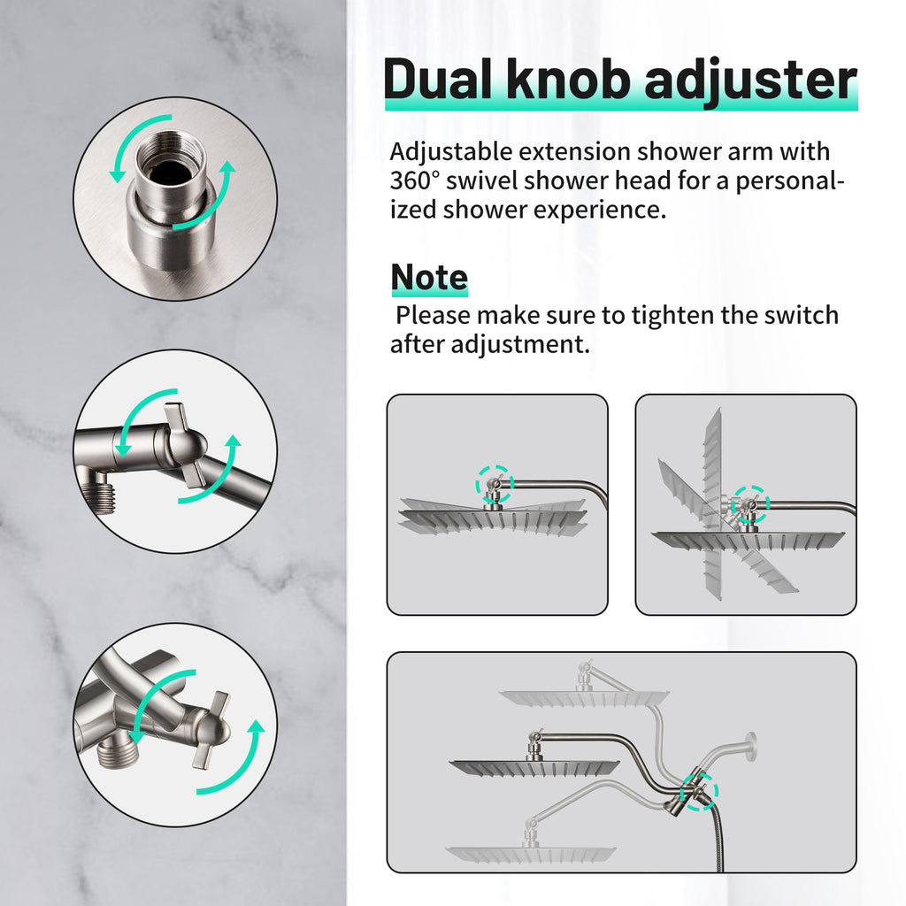 Rainfull 2-in-1 9-Spray Patterns Adjustable Wall Mount Shower Head with Filter 2.5 GPM and Handheld Shower Head in Nickel