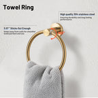 Modern 6-Pieces Stainless Steel Bath Hardware Set with Towel Ring Toilet Paper Holder Towel Hook and Towel Bar in Gold
