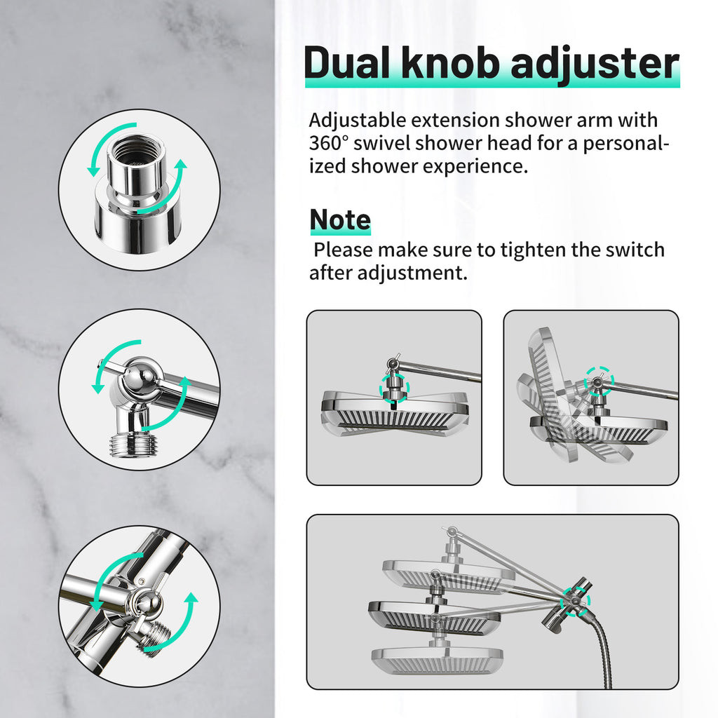 Rainfull 2-in-1 8-Spray Patterns with 1.8 GPM 12 in. Wall Mount Dual Shower Head and Handheld Shower Head in Chrome