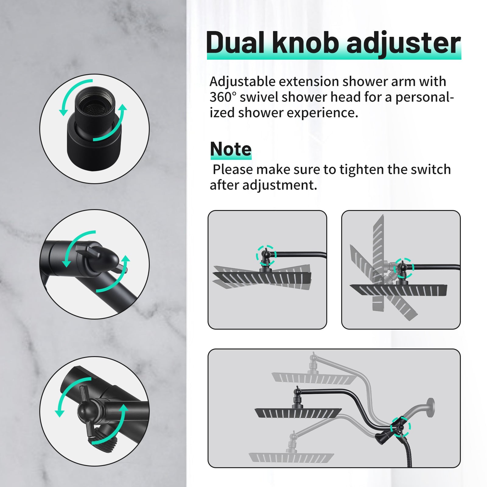 Rainfull 2-in-1 9-Spray Patterns Adjustable Wall Mount Shower Head with Filter 2.5 GPM and Handheld Shower Head in Black