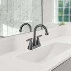 Rotatable 4 in. Centerset Double Handle Bathroom Faucet with Drain Kit Included in Black