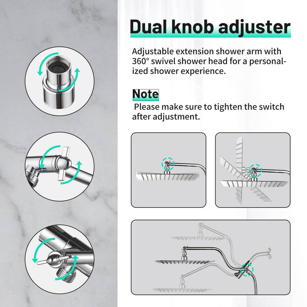 Rainfull 2-in-1 9-Spray Patterns Adjustable Wall Mount Shower Head with Filter 2.5 GPM and Handheld Shower Head in Chrome