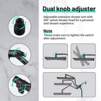 Rainfull 2-in-1 9-Spray Patterns Adjustable Fixed Shower Head with Filter 1.8 GPM and Handheld Shower Head in Black