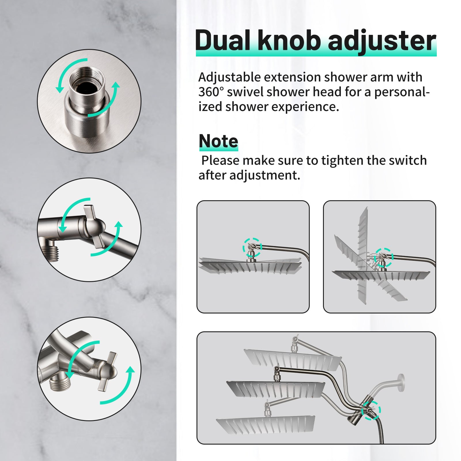 Rainfull 2-in-1 9-Spray Patterns Adjustable Wall Mount Shower Head with Filter 2.5 GPM and Handheld Shower Head in Nickel