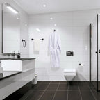 Modern 6-Pieces Aluminum Bath Hardware Set with Towel Ring Toilet Paper Holder Towel Hook and Towel Bar in Black