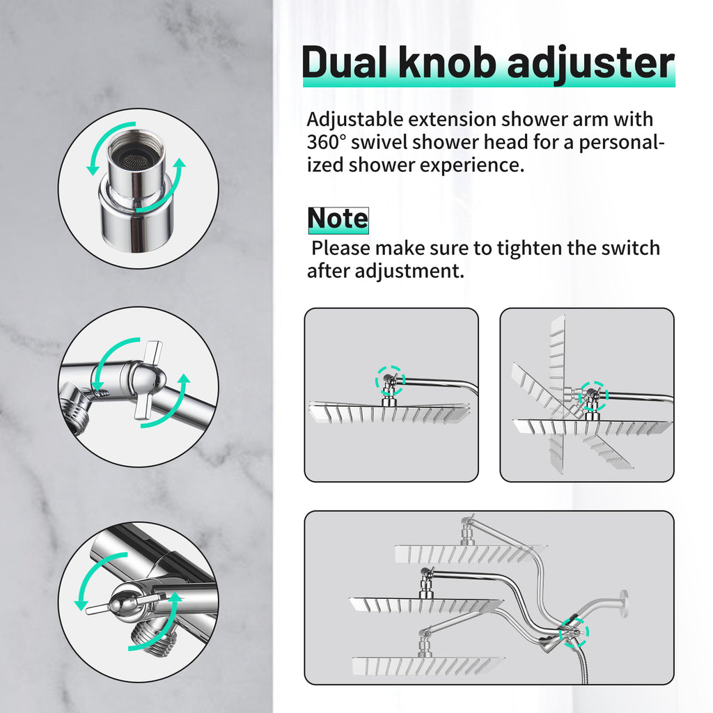 Rainfull 2-in-1 9-Spray Patterns Adjustable Fixed Shower Head with Filter 1.8 GPM and Handheld Shower Head in Chrome
