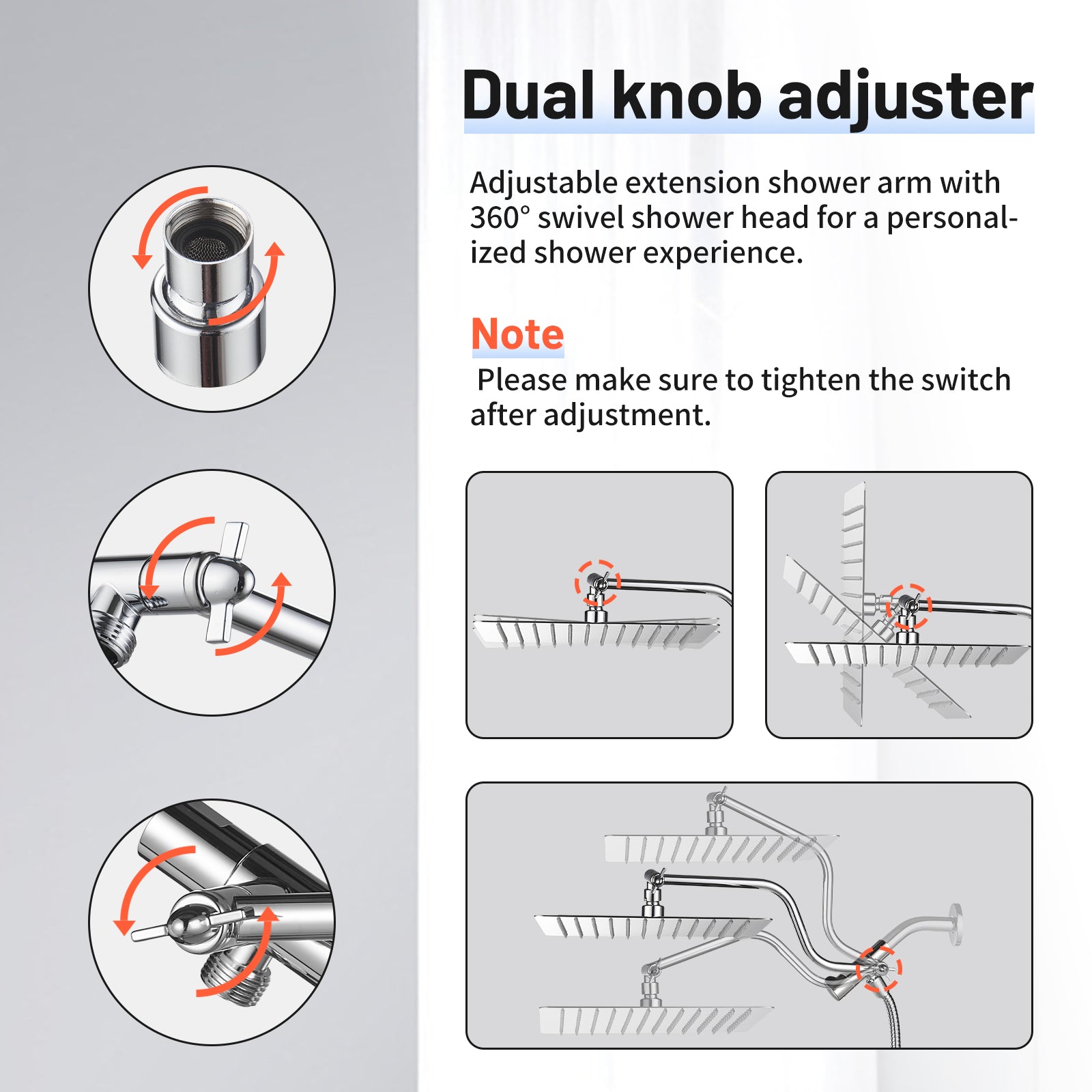 Rainfall Shower Head Combo 12-Spray 12 in. Wall Mount Dual Shower Heads and Handheld Shower Head with 1.8 GPM in Chrome