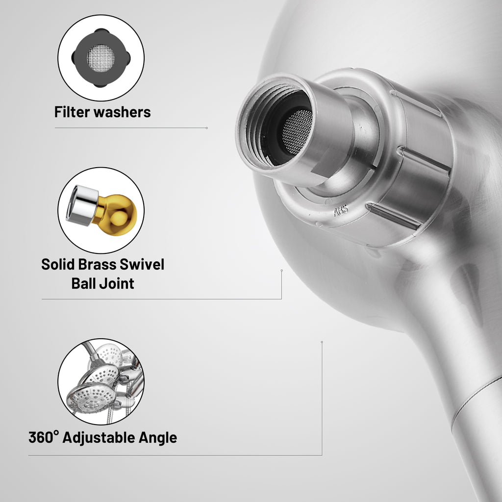 Rain 5-Spray Handheld Shower Combo Shower Faucet with Valve 1.8 GPM 4.7 " Adjustable Dual Shower Heads in Brushed Nickel