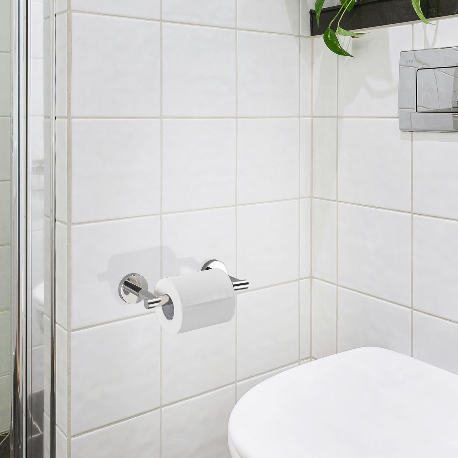 Deluxe Wall Mount Pivot Arm Toilet Paper Holder Bath Hardware Accessory in Chrome