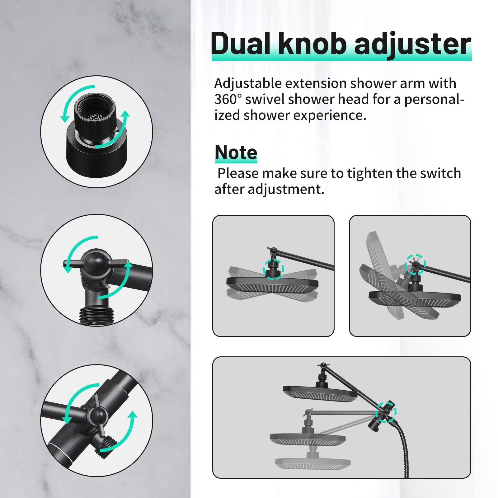 Rainfull 2-in-1 8-Spray Patterns with 1.8 GPM 12 in. Wall Mount Dual Shower Head and Handheld Shower Head in Black