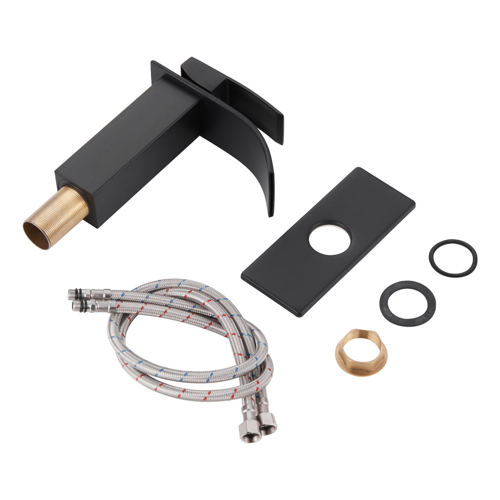Arc Waterfall Single Handle Single Hole Bathroom Faucet in Matte Black